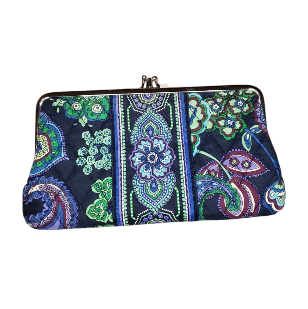 Vera Bradley Black Floral Paisley Quilted Clutch Wallet